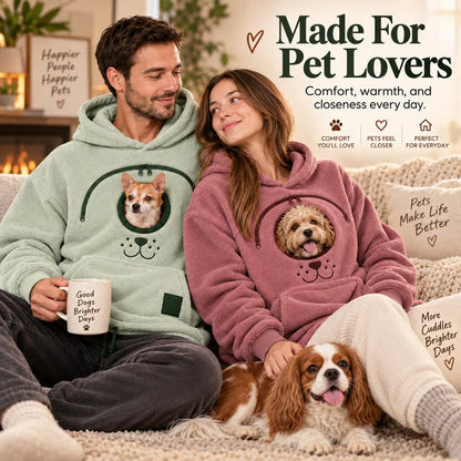 Cozy Fleece Pet Bonding Pouch Hoodie Warm & Supportive Small Pet Carrier Clothing