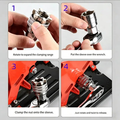 Universal Socket Wrench Tool Self-Adjusting Multi-Size Socket for Ratchets & Power Drills