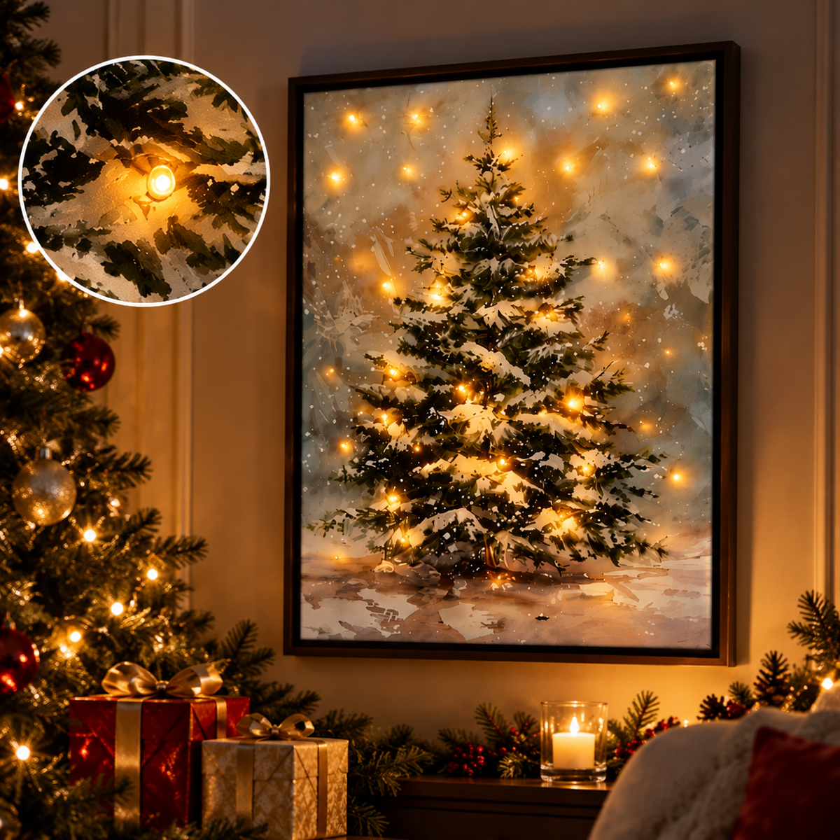 LED Christmas Tree Wall Art Cozy Light Up Holiday Decoration For Home