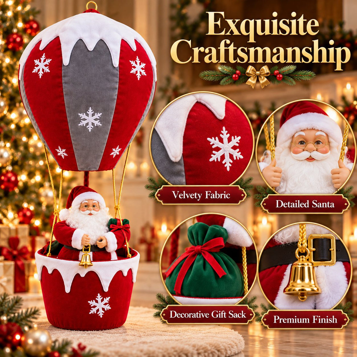 Lighted Musical Hanging Santa | Collapsible Christmas D cor