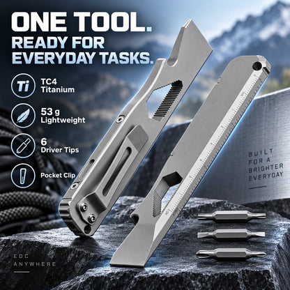 TC4 Titanium EDC Multitool with Pry Bar & Screwdriver Bits