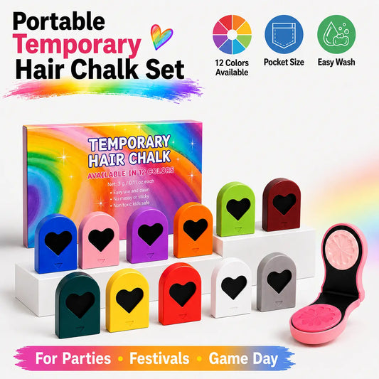 Washable Temporary Hair Chalk Set - Portable, Non-toxic Hair Color Powder for Sports Events, Festivals