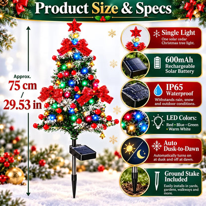 Solar Cedar Christmas Tree Lights| Festive Outdoor Holiday Decor