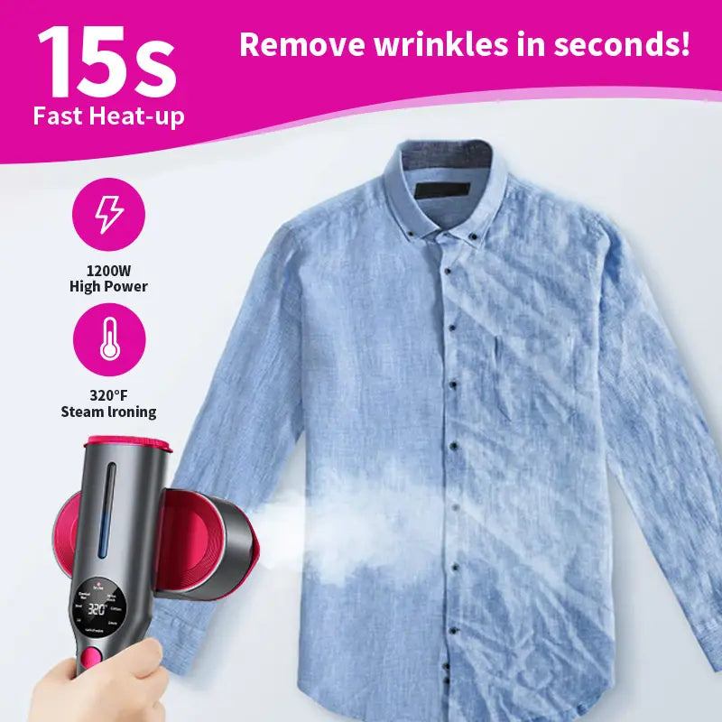 Portable garment steamer iron with swivel handle