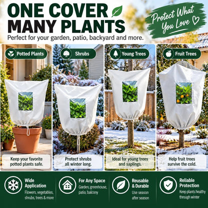 WINTER GARDEN ESSENTIAL | Plant Frost Protection Cover Breathable Reusable Cover for Shrubs, Pots & Young Trees