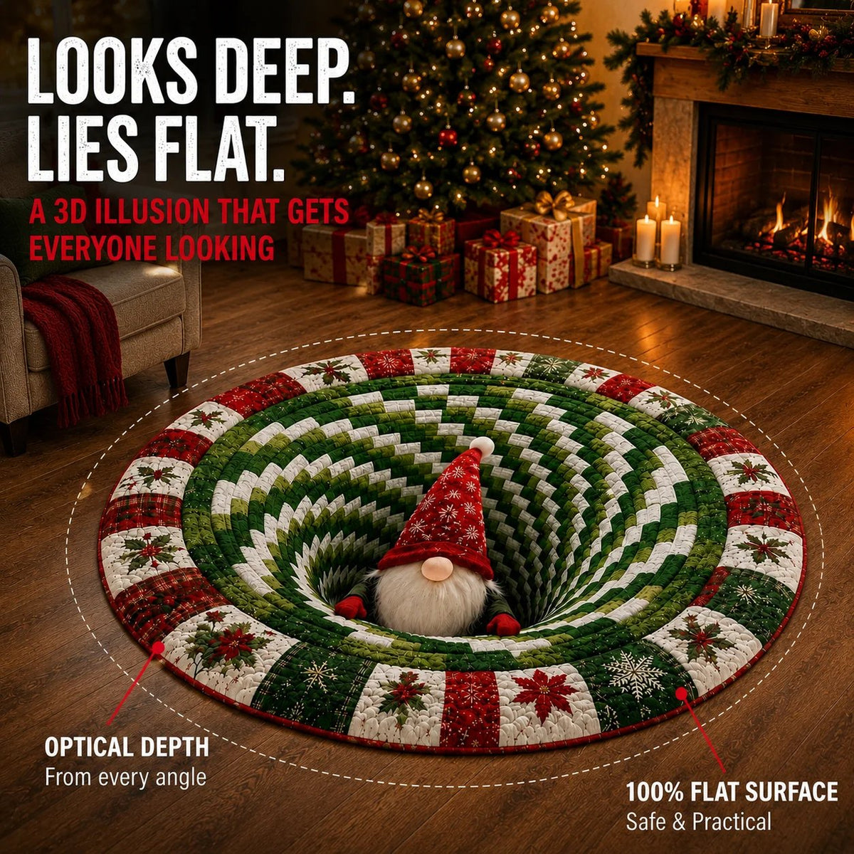 Christmas 3D Optical Illusion Rug