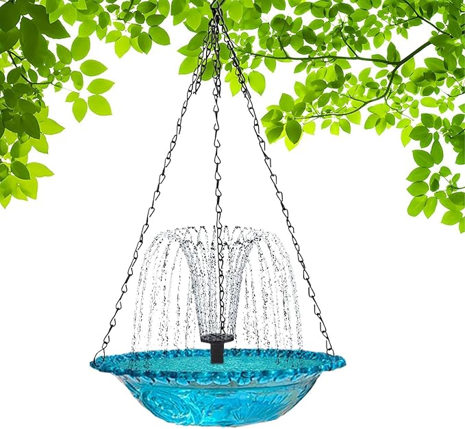 Year --Solar Cascade Hanging Bird Bath Fountain
