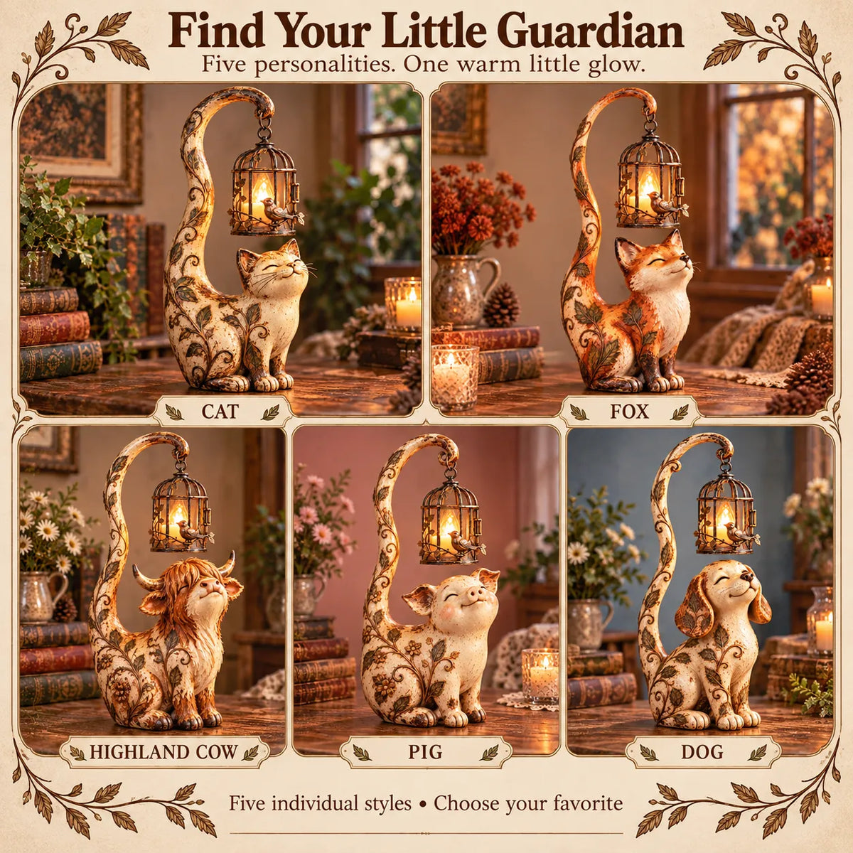 Little Guardian Lantern Figurines A Cozy Glow for Any Corner (5 Styles)