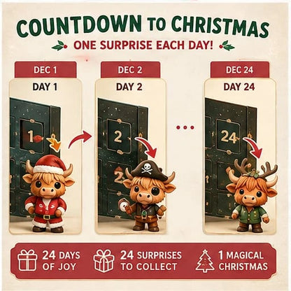 Highland Cow Advent Calendar 2026 24-Day Christmas Countdown with Cute Highland Cow Figurines