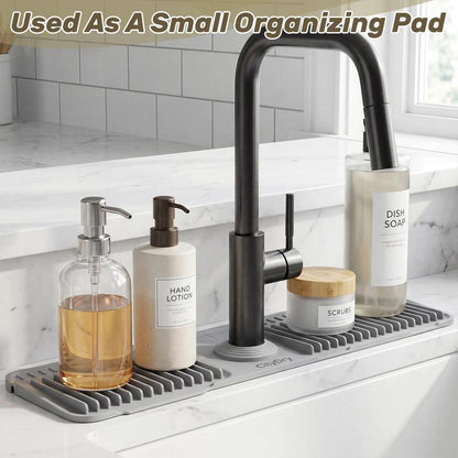 Extra long Silicone Sink Faucet Splash Guard Mat Quick Drain & Drying Organizer