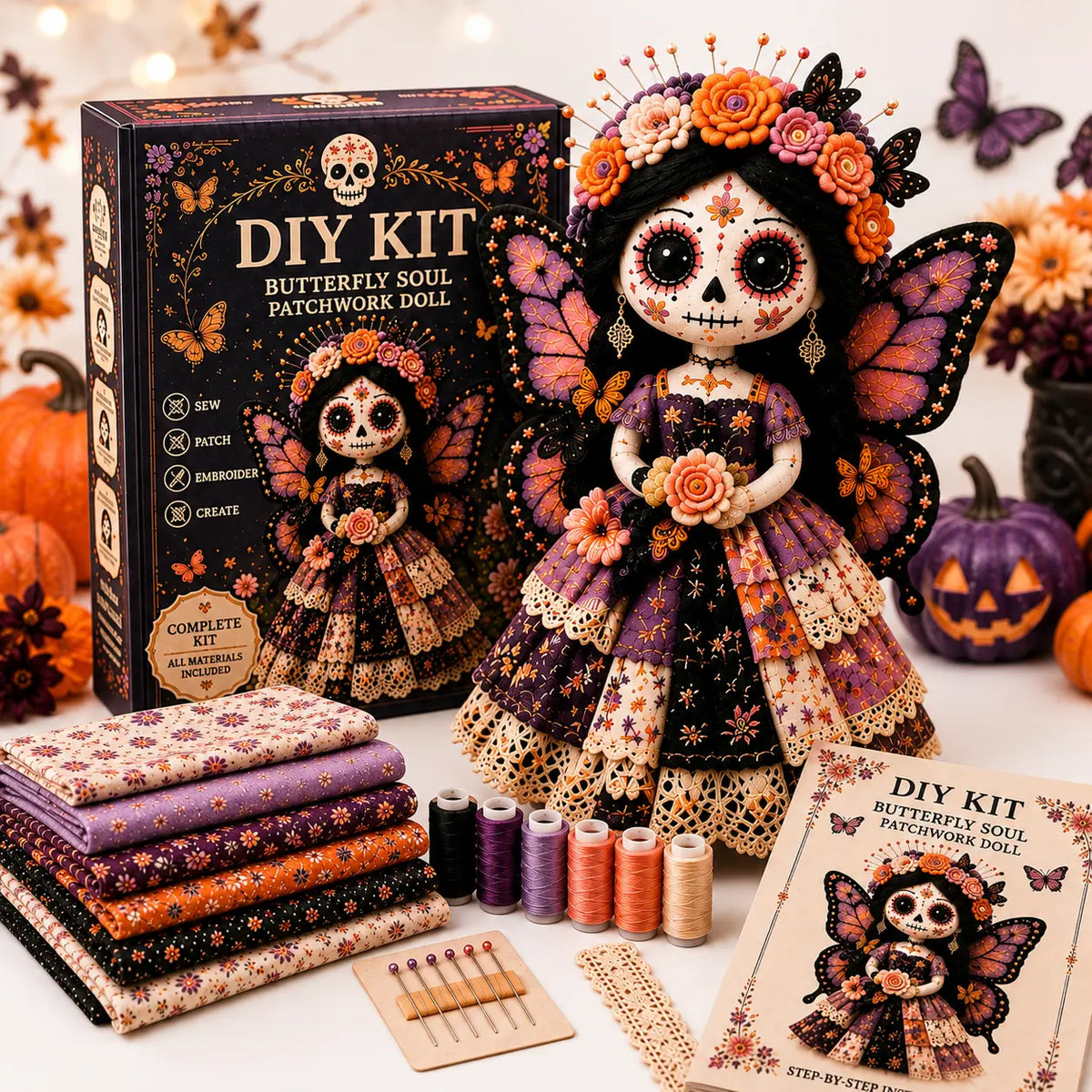 Halloween DIY Sewing Craft Kit Patchwork Hand-Stitching Set for Festive Home Decor