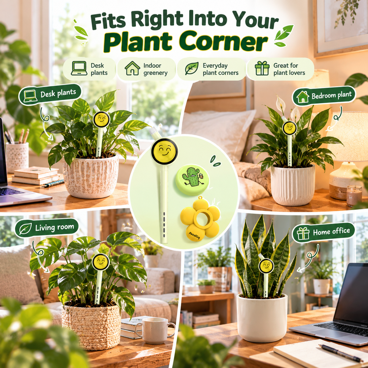 Smart Plant Care Sensor 4-in-1 Emoji Plant Monitor
