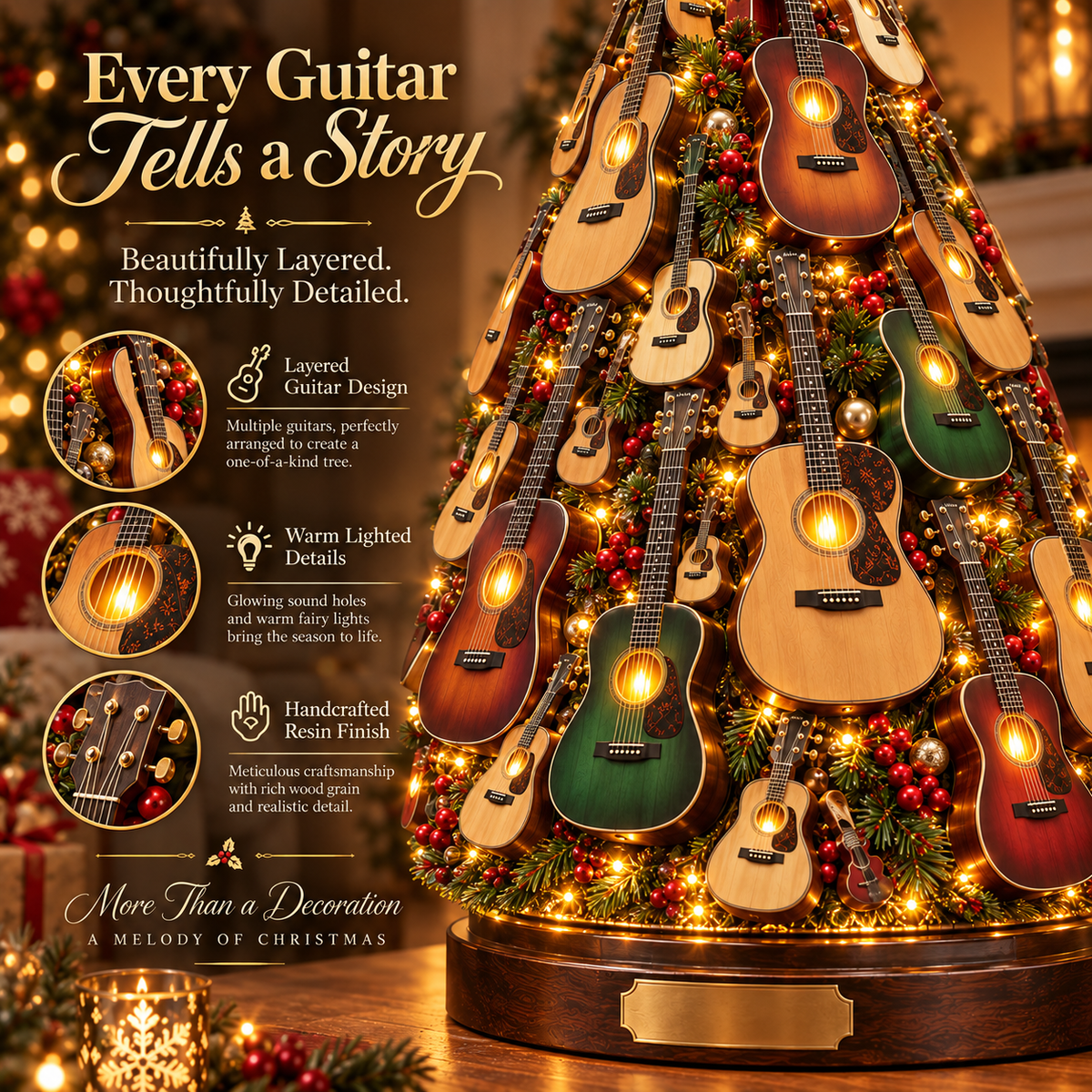 Musical Guitar Christmas Tree Light