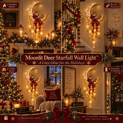 Moonlit Deer Starfall Wall Light Lighted Christmas Wall Decor