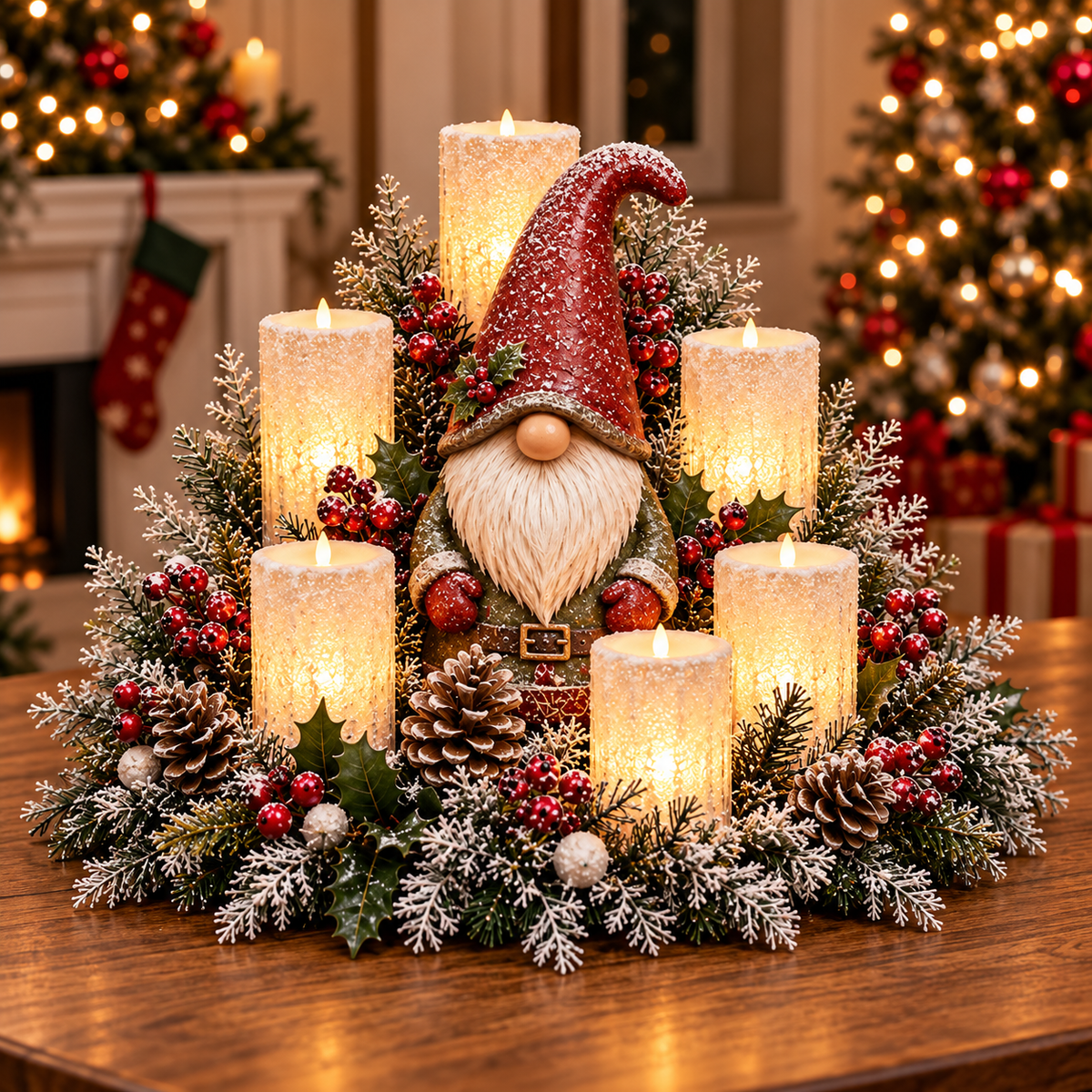 Christmas Reindeer Candle Centerpiece Peace, Joy & Love Holiday Table Decor