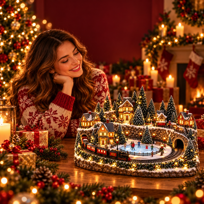 🔥 LAST DAY 49% OFF 🔥 Animated Holiday Train & Ice Rink Scene ！！！✨
