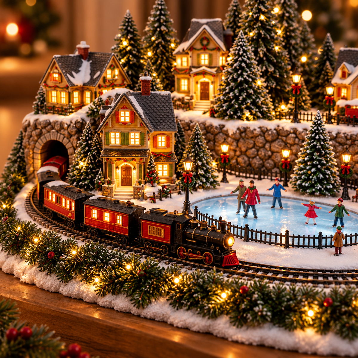 🔥 LAST DAY 49% OFF 🔥 Animated Holiday Train & Ice Rink Scene ！！！✨