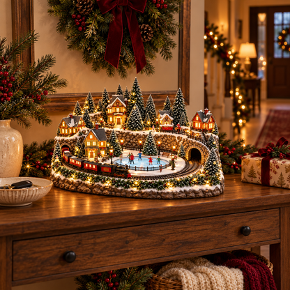 🔥 LAST DAY 49% OFF 🔥 Animated Holiday Train & Ice Rink Scene ！！！✨