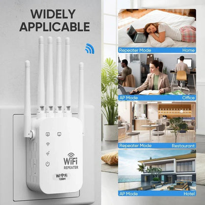 Stop WiFi Dead Zones Dual-Band 1200Mbps WiFi Extender with 6 Antennas