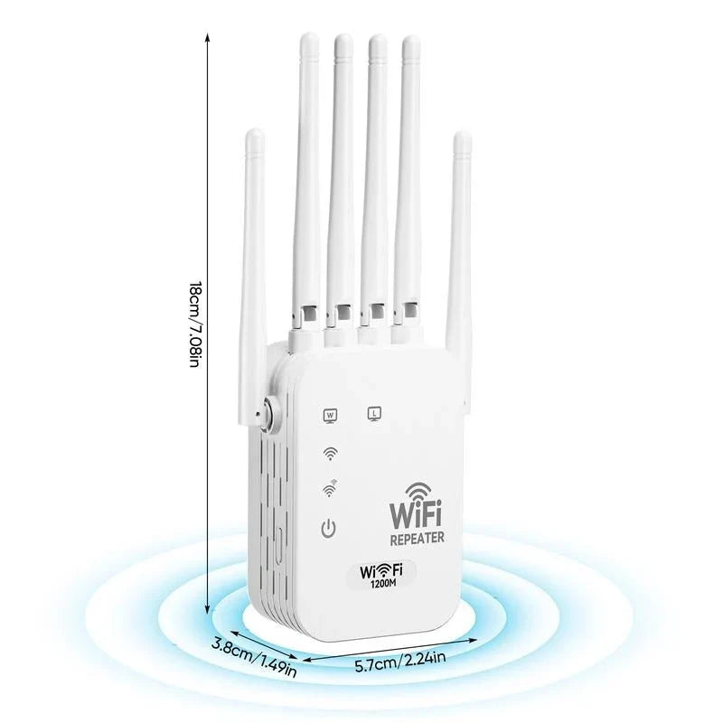 Stop WiFi Dead Zones Dual-Band 1200Mbps WiFi Extender with 6 Antennas