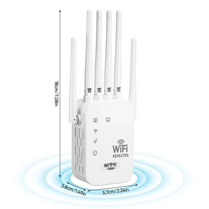 Stop WiFi Dead Zones Dual-Band 1200Mbps WiFi Extender with 6 Antennas