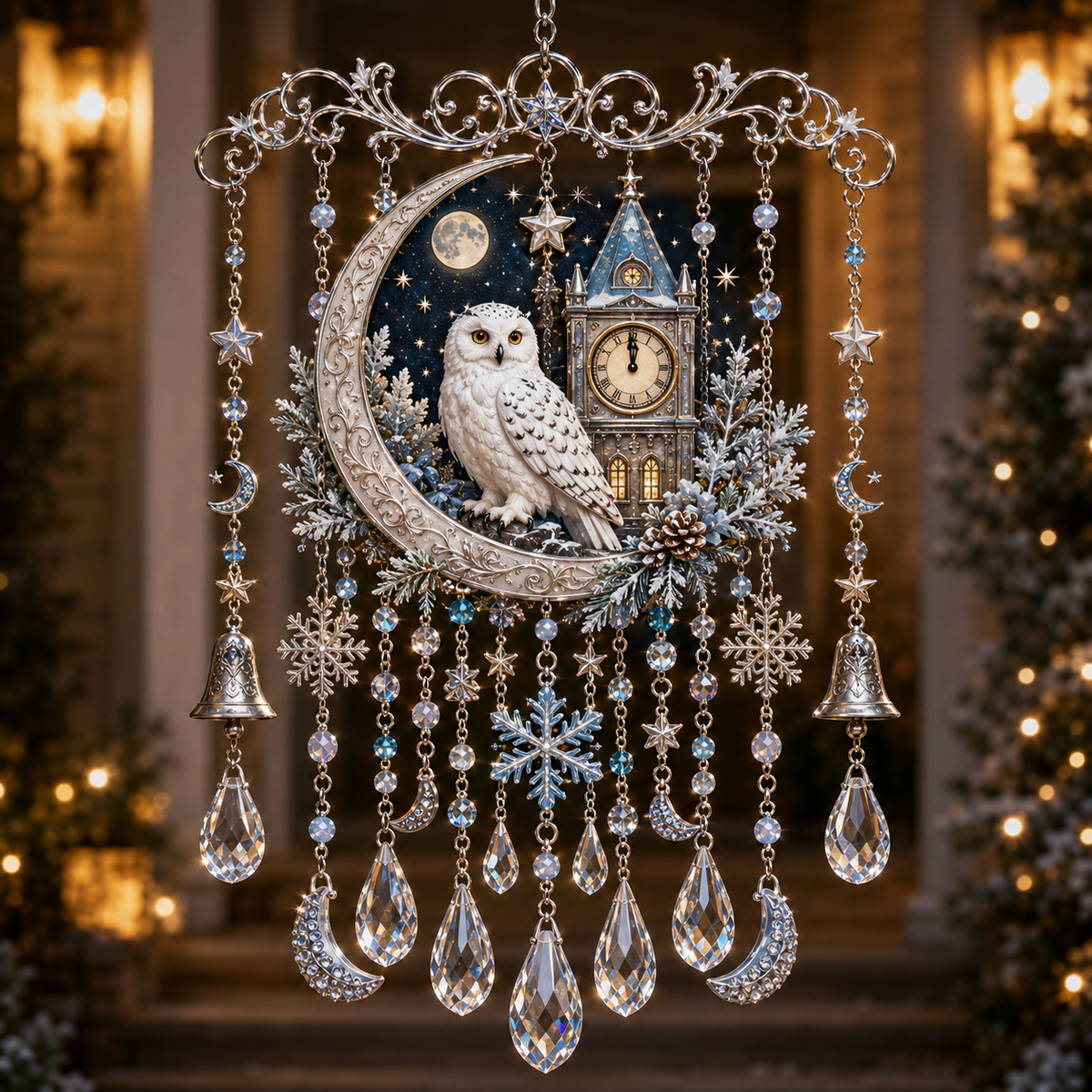 Christmas Crystal Wind Chime for Porch & Garden Decor