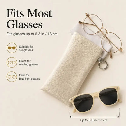Elastic Opening PU Leather Sunglasses Pouch Soft Portable Anti Scratch Eyeglasses Storage Protective Bag