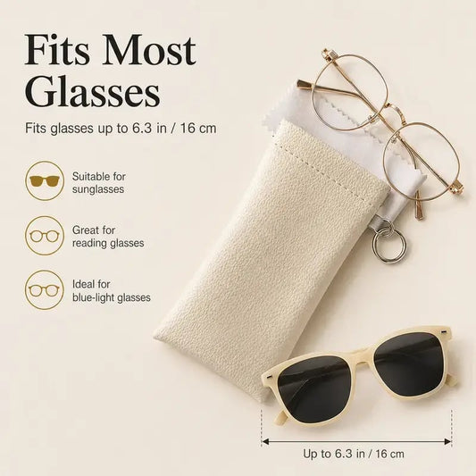 Elastic Opening PU Leather Sunglasses Pouch Soft Portable Anti Scratch Eyeglasses Storage Protective Bag