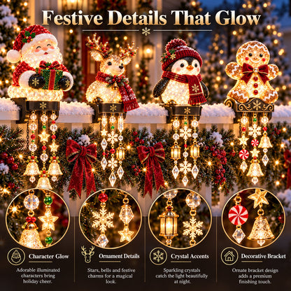Christmas Porch Railing Lights 4 Festive Character Designs