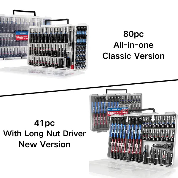 80-Piece Magnetic Impact Nut Driver Set SAE & Metric Socket Bits with Adapters, Extensions & Bit Holder