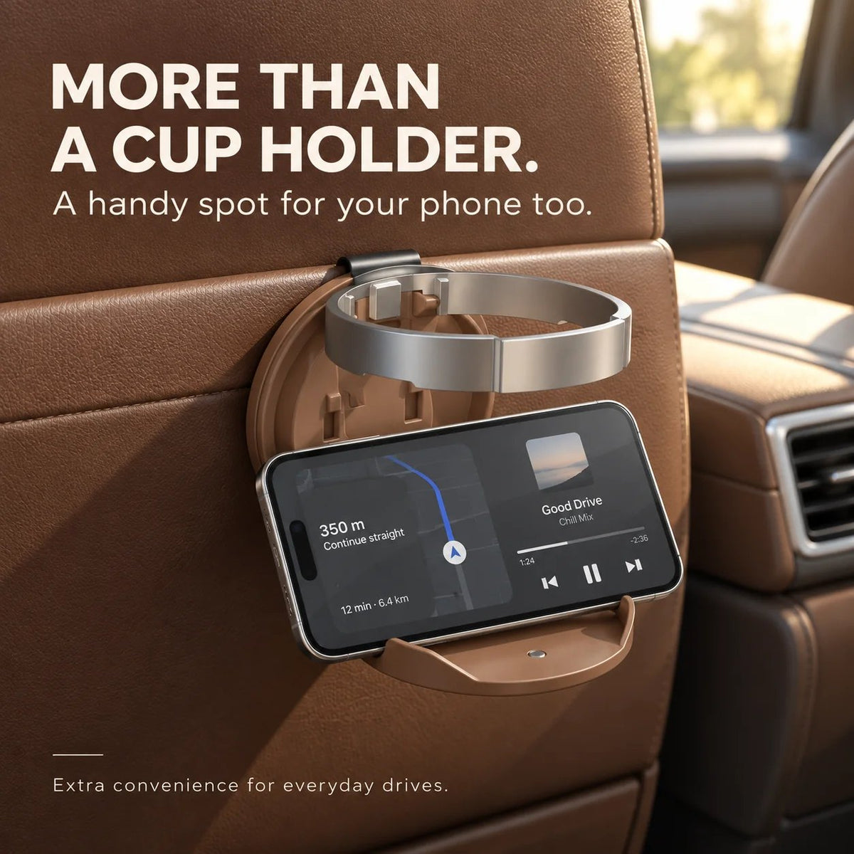 Foldable Car Cup Holder Extra Drink Space Without the Bulk