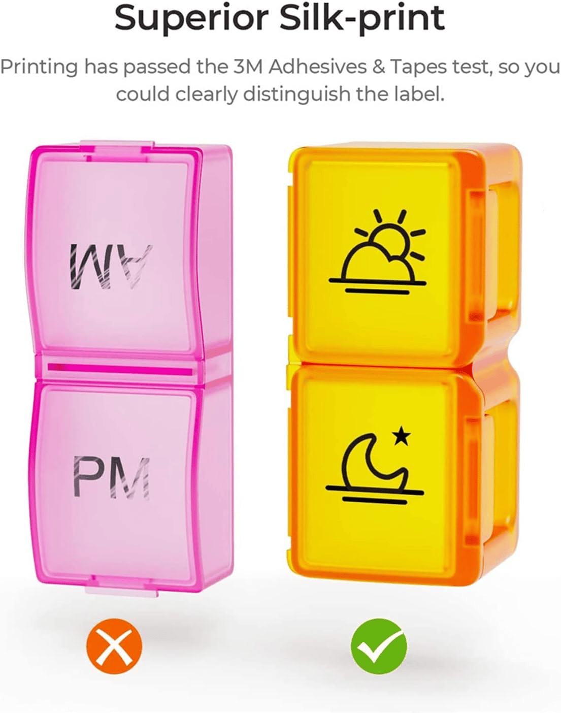 Monthly AM/PM Pill Organizer 30-Day Twice-Daily Medicine & Vitamin Case with Labels