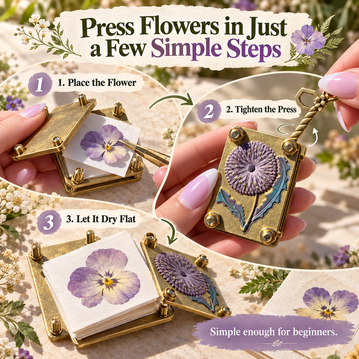 Mini Flower Press Portable Pocket Press for Flowers & Leaves