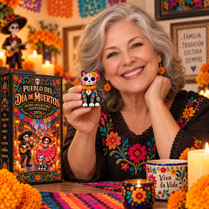 D a de los Muertos 24-Day Heritage Village Advent Calendar | Hand-Painted Mexican Keepsake