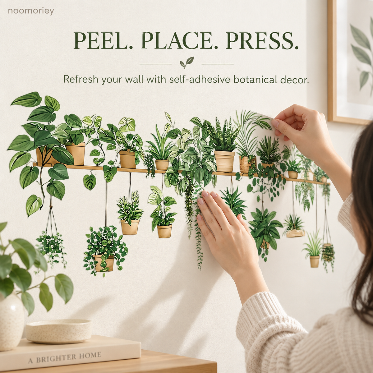 Botanical Shelf Wall Stickers 2-Piece Self-Adhesive Plant Decor