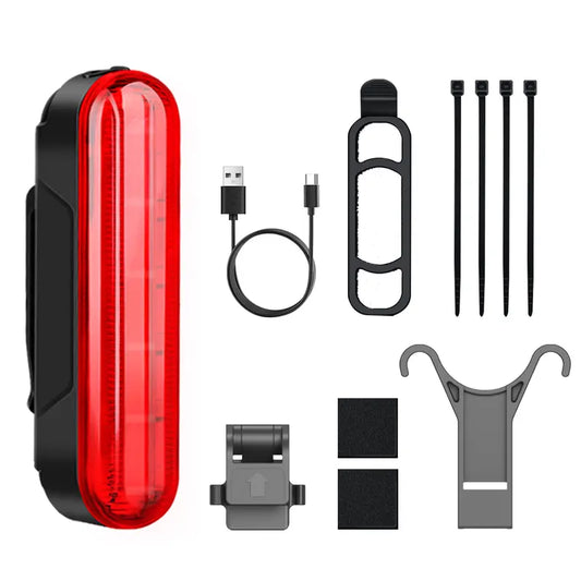 Unisex Smart Bike Tail Light - 3.15in, 5 LED, Laser Indicator, USB-Rechargeable, 6 Modes, Waterproof, Luminous