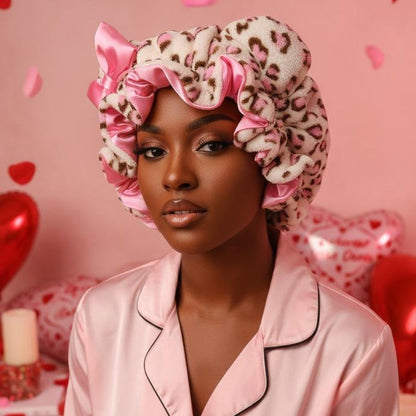 Leopard Print & Pink Teddy Bonnet