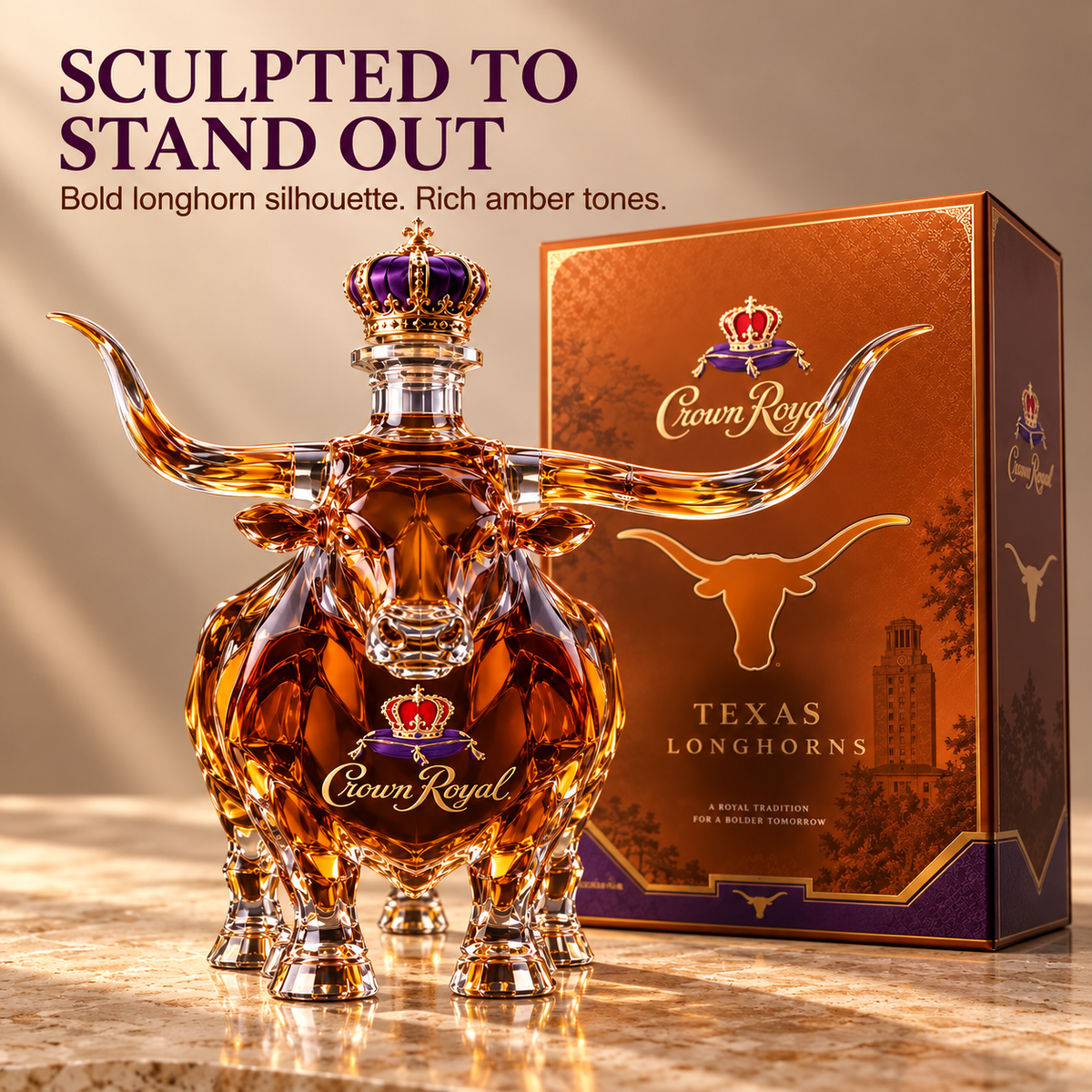 Crown Royal Texas Longhorns Whiskey Bottle