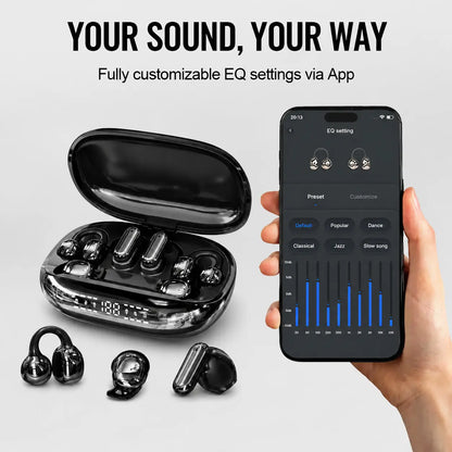 GT699S Bluetooth Wireless Earbuds with Chargeable Power Bank Case, 6 Earbuds, Clip-On Design, Noise Cancellation