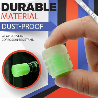 Glow-in-the-Dark Car Tire Valve Cap Set - Durable, Easy-to-Install, No-Tool-Required Accessories for Safe Night Driving