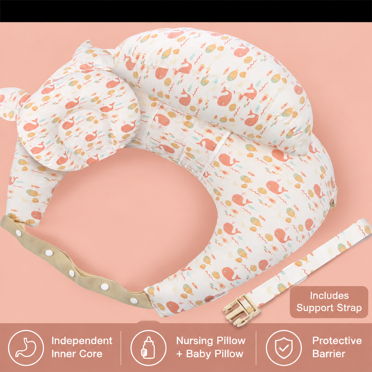 Wearable Nursing Pillow Wraparound Feeding Cushion with Adjustable Strap