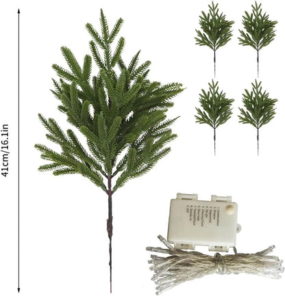 Lighted Norfolk Pine Branches DIY Holiday Greenery Set