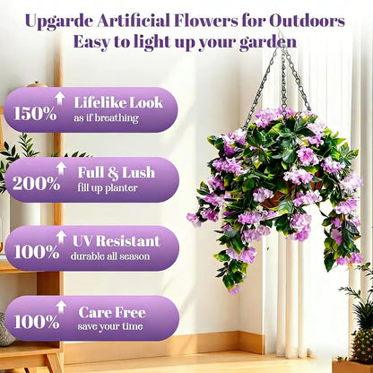 Faux Crepe Myrtle Hanging Baskets Ultra-Realistic (2 pcs)