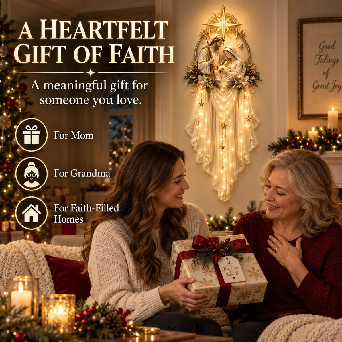 Holy Family Star Veil Meaningful Christmas Wall Decor