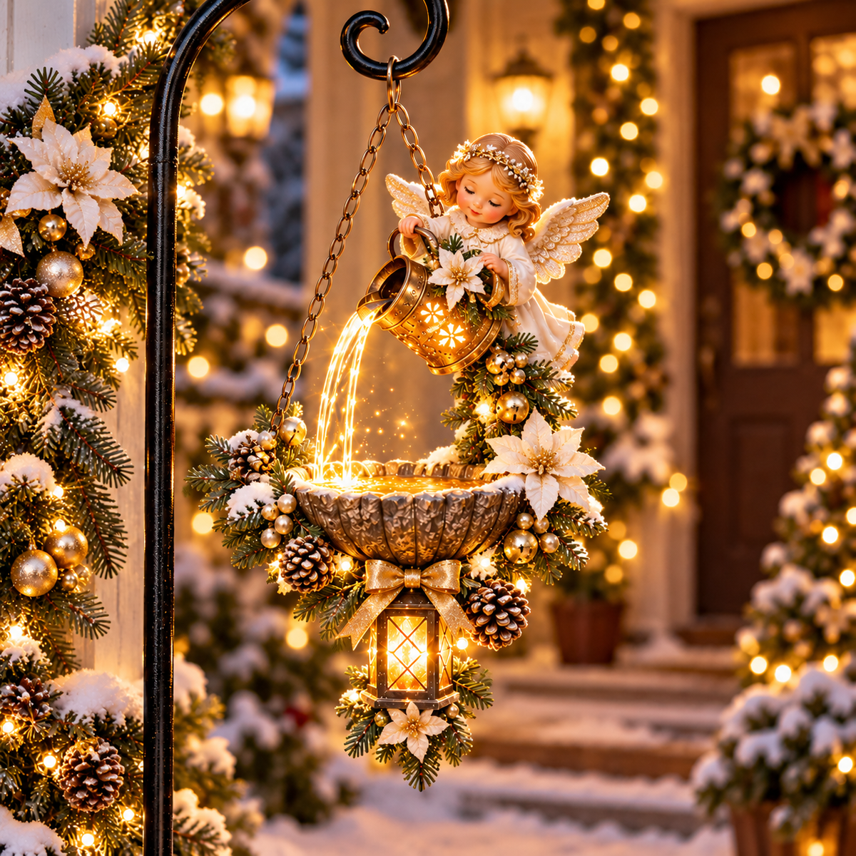 Santa s Magical Light Pour Cardinal Christmas Hanging Garden Lantern