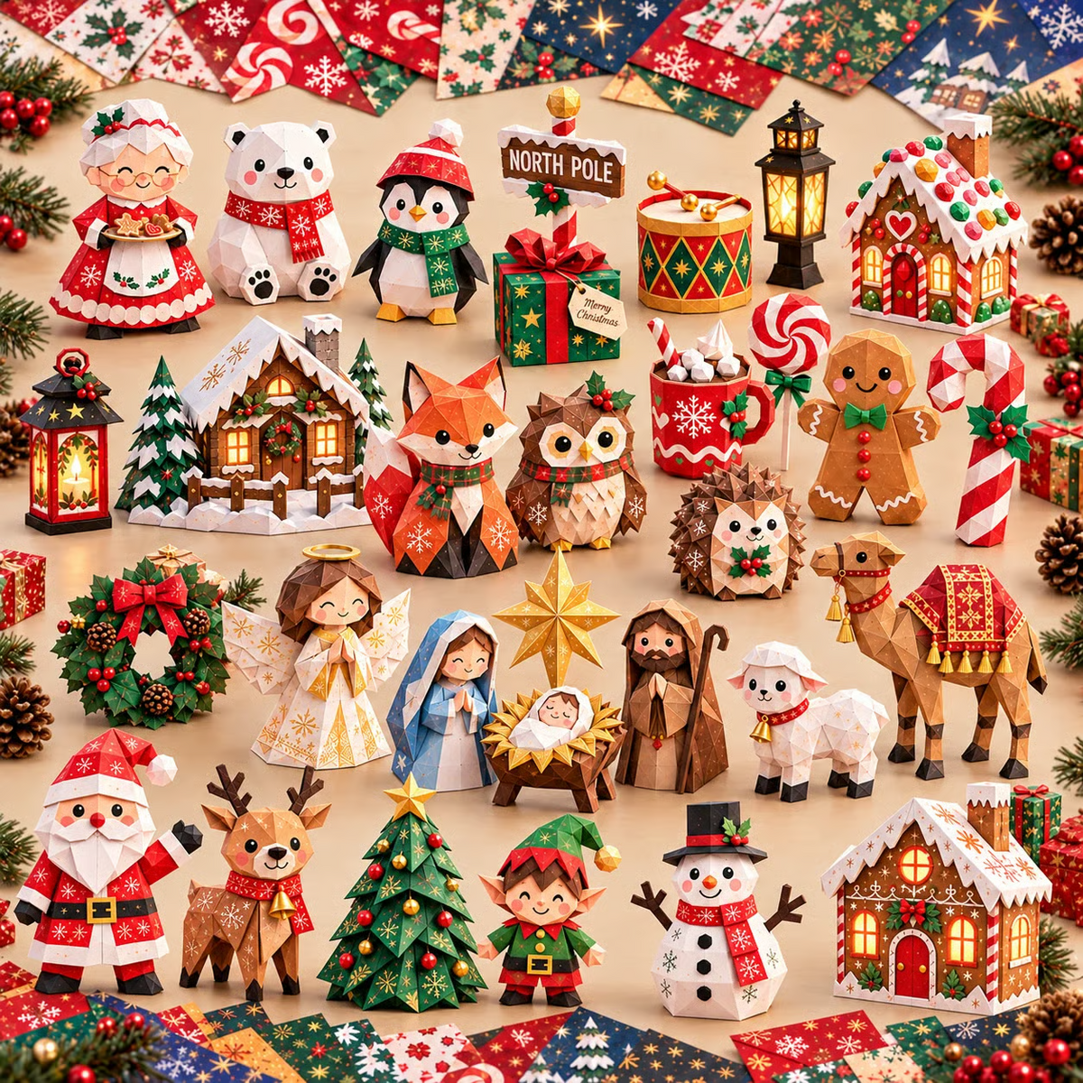 DIY Christmas Paper Craft Kit Fold, Create & Build Your Own Festive Village