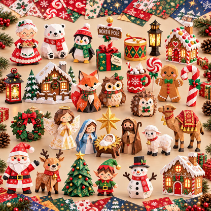 DIY Christmas Paper Craft Kit Fold, Create & Build Your Own Festive Village