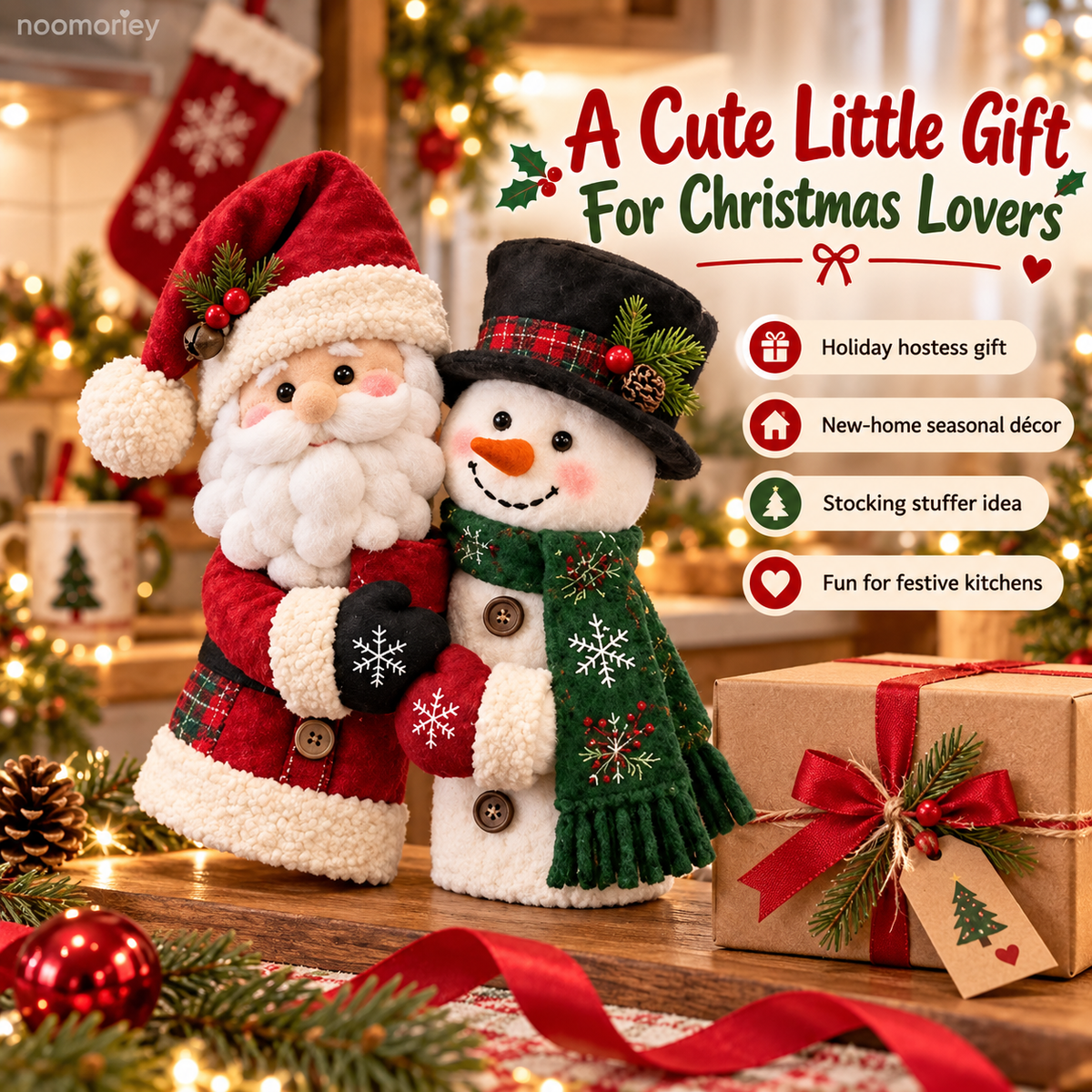 Santa & Snowman Christmas Handle Decor Set