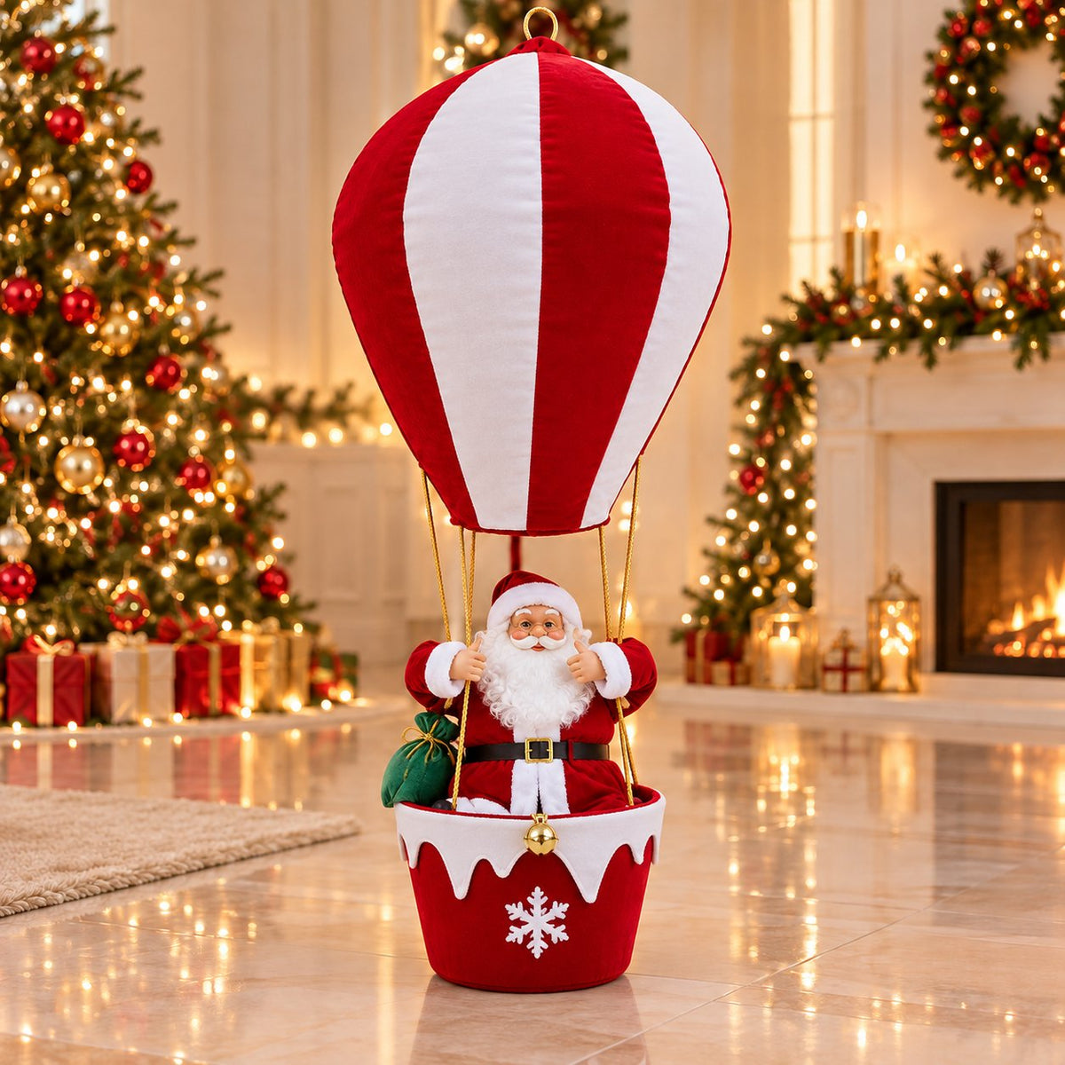 Lighted Musical Hanging Santa | Collapsible Christmas D cor