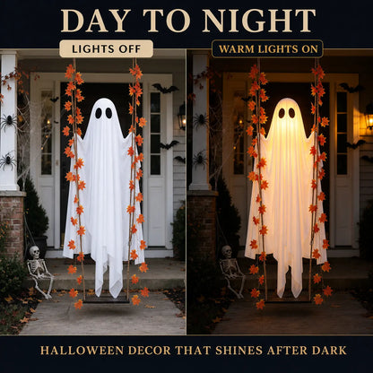 Halloween Light-Up Hanging Swing Ghost Spooky Porch & Yard Decoration